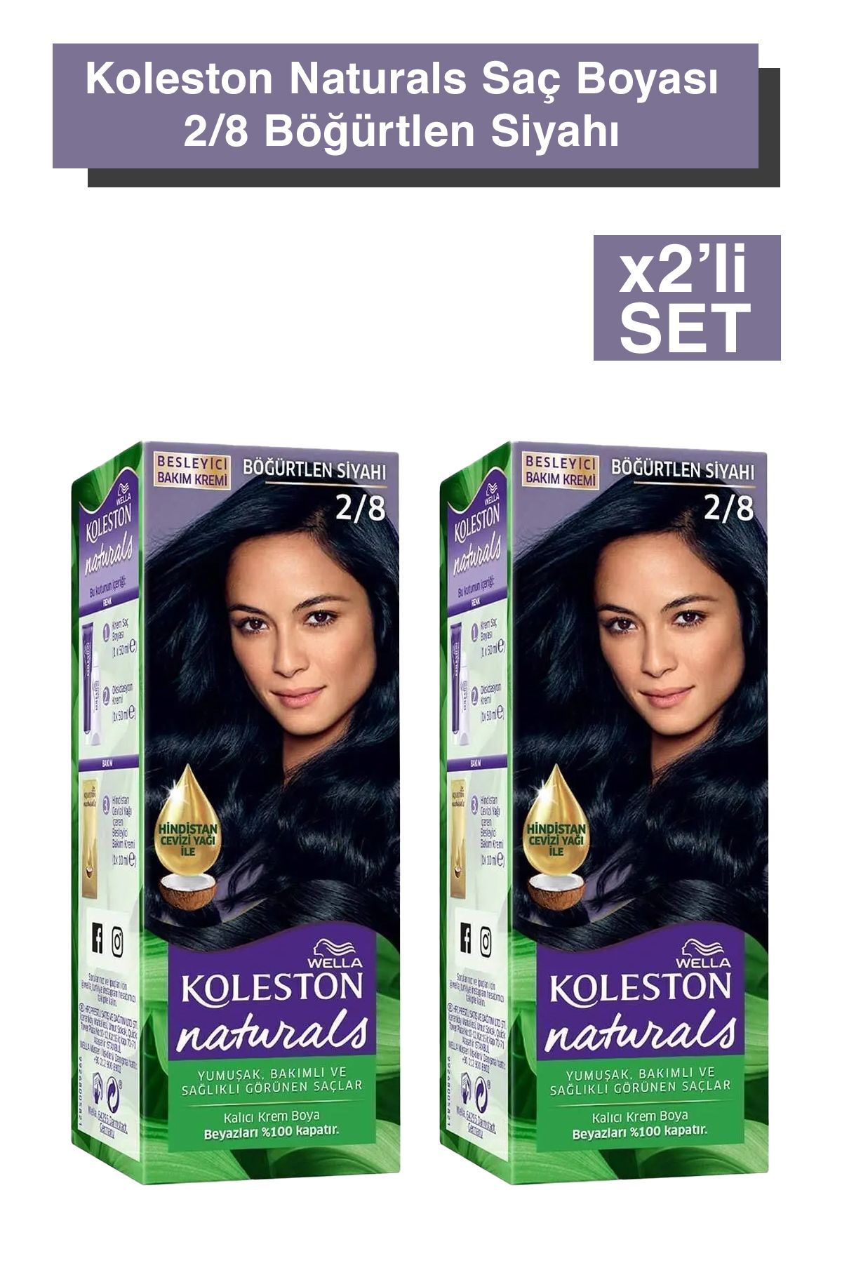 Koleston Naturals Saç Boyası 2/8 Böğürtlen Siyahı X2'li Set