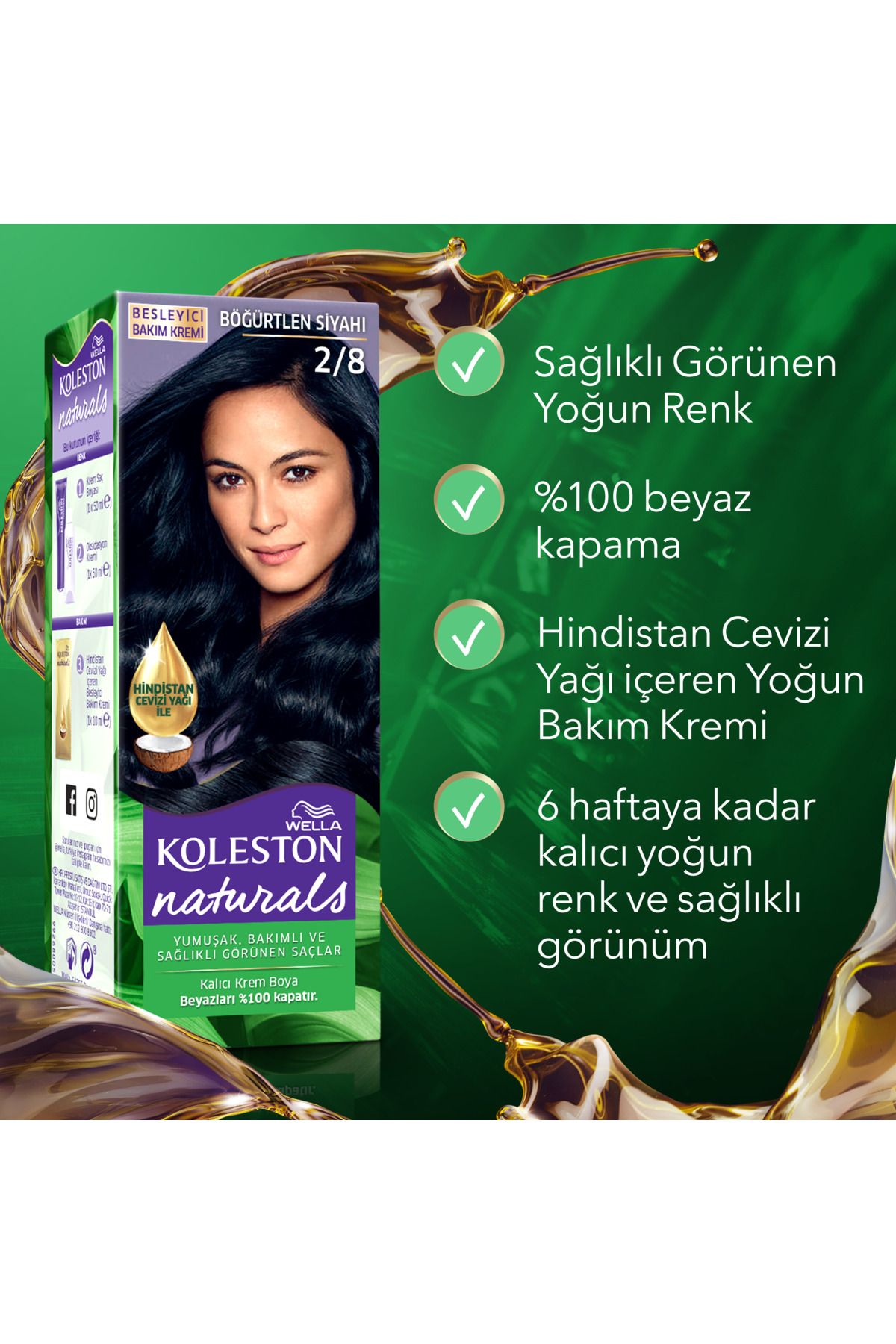 Koleston Naturals Saç Boyası 2/8 Böğürtlen Siyahı X2'li Set - Görsel 5