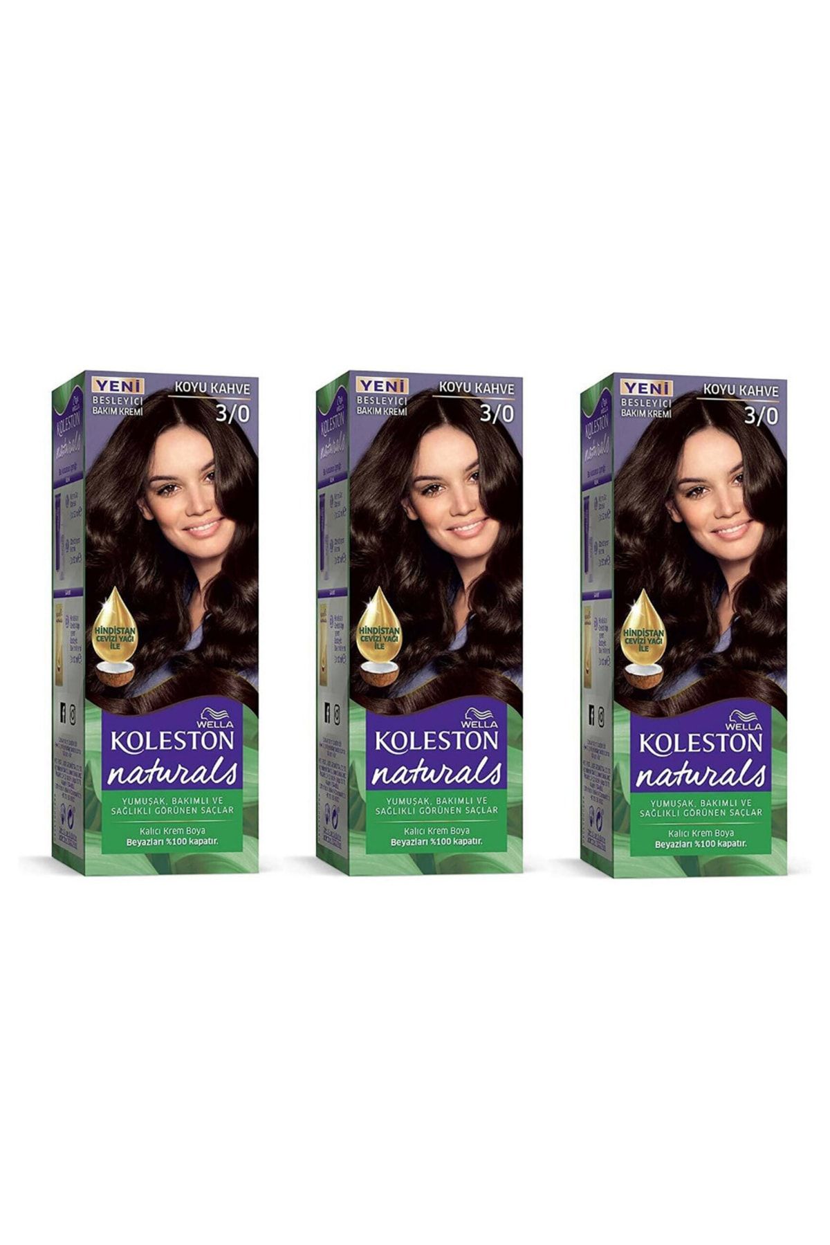 Koleston Naturals Saç Boyası 3/0 Koyu Kahve 3 Adet