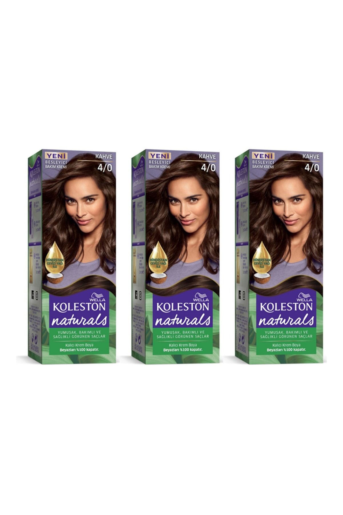 Koleston Naturals Saç Boyası 4/0 Kahve 3 Adet