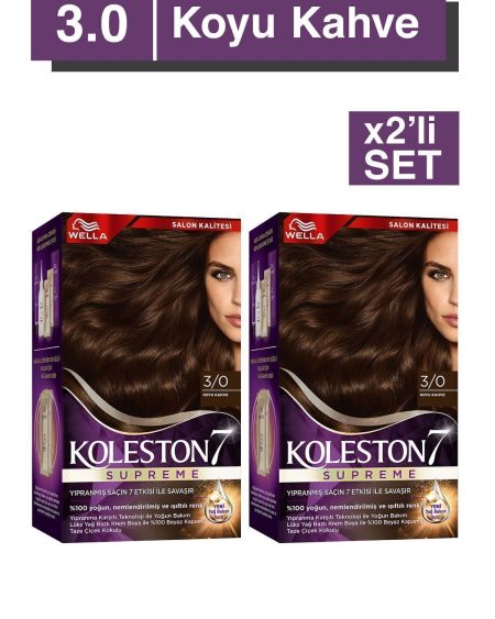 Koleston Supreme Saç Boyası 3/0 Koyu Kahve X2' Li Set
