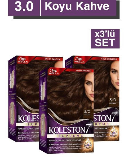 Koleston Supreme Saç Boyası 3/0 Koyu Kahve X3' Li Set