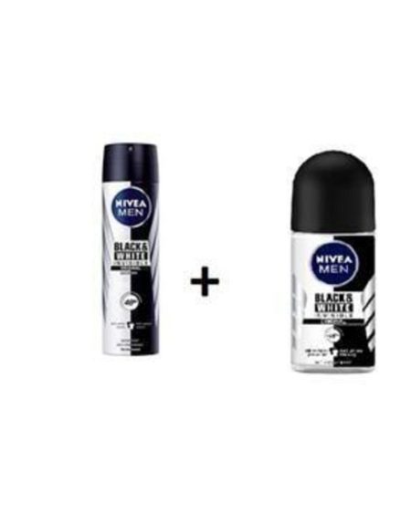 Men Black White Invısıble Orıgınal Deodorant + Men Black White Invısıble Roll-on