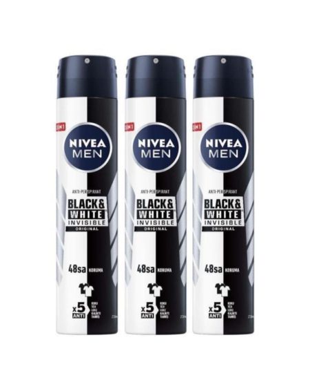 Men Deodorant Black & White Invisible Orjinal 150 Ml 3 Ad.