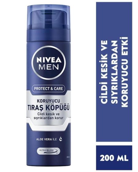 Men Erkek Tıraş Köpüğü Protect&care 200ml, Aloe Vera, Pürüzsüz Tıraş, Cildi Kesiklerden Korur