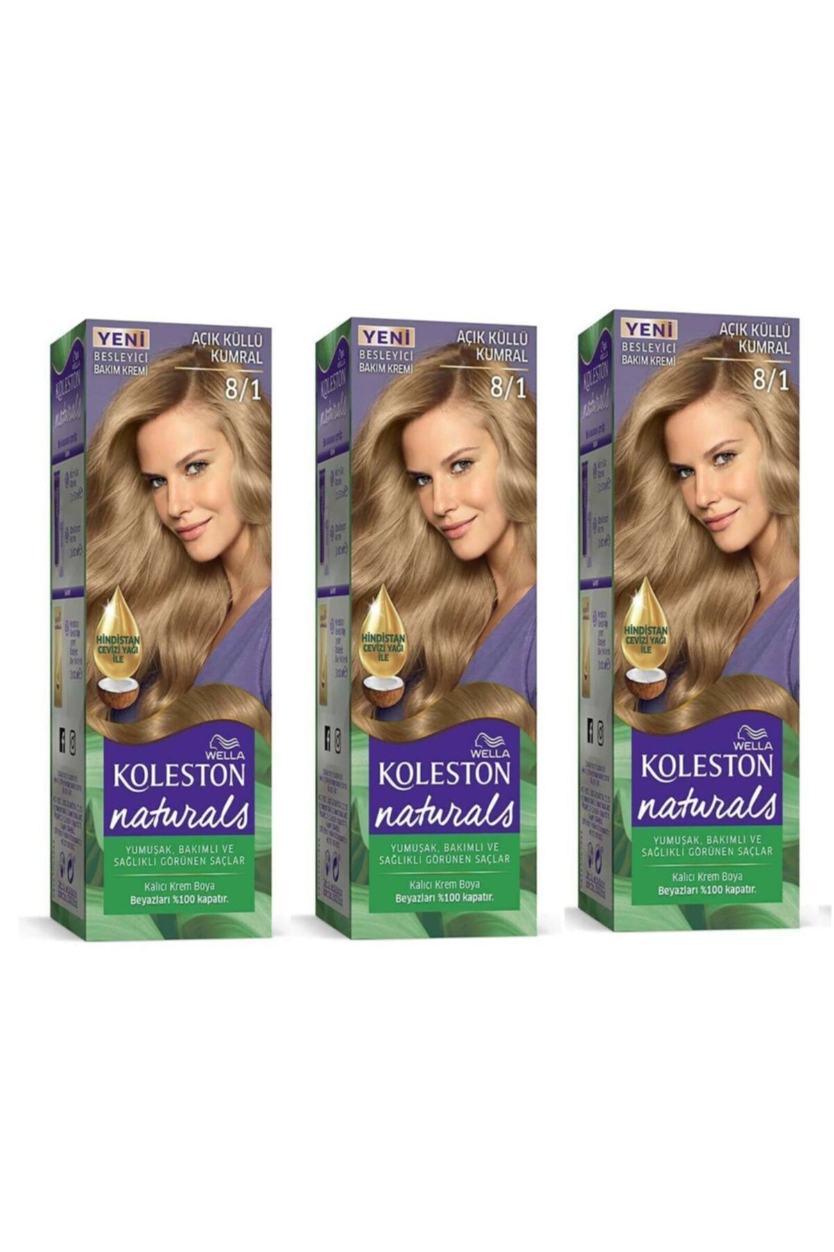 Naturals Açık Küllü Kumral 8/1 3 Lü Paket