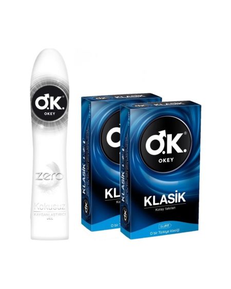 Okey Zero Kayganlaştırıcı Jel 100ML ve Okey Klasik Prezervatif 10LU - 3lü Set