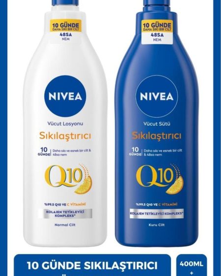 Q10 Sıkılaştırıcı Vücut Bakım Sütü Kuru Cilt 400ml Ve Vücut Losyonu Normal Cilt 400ml, C Vitam