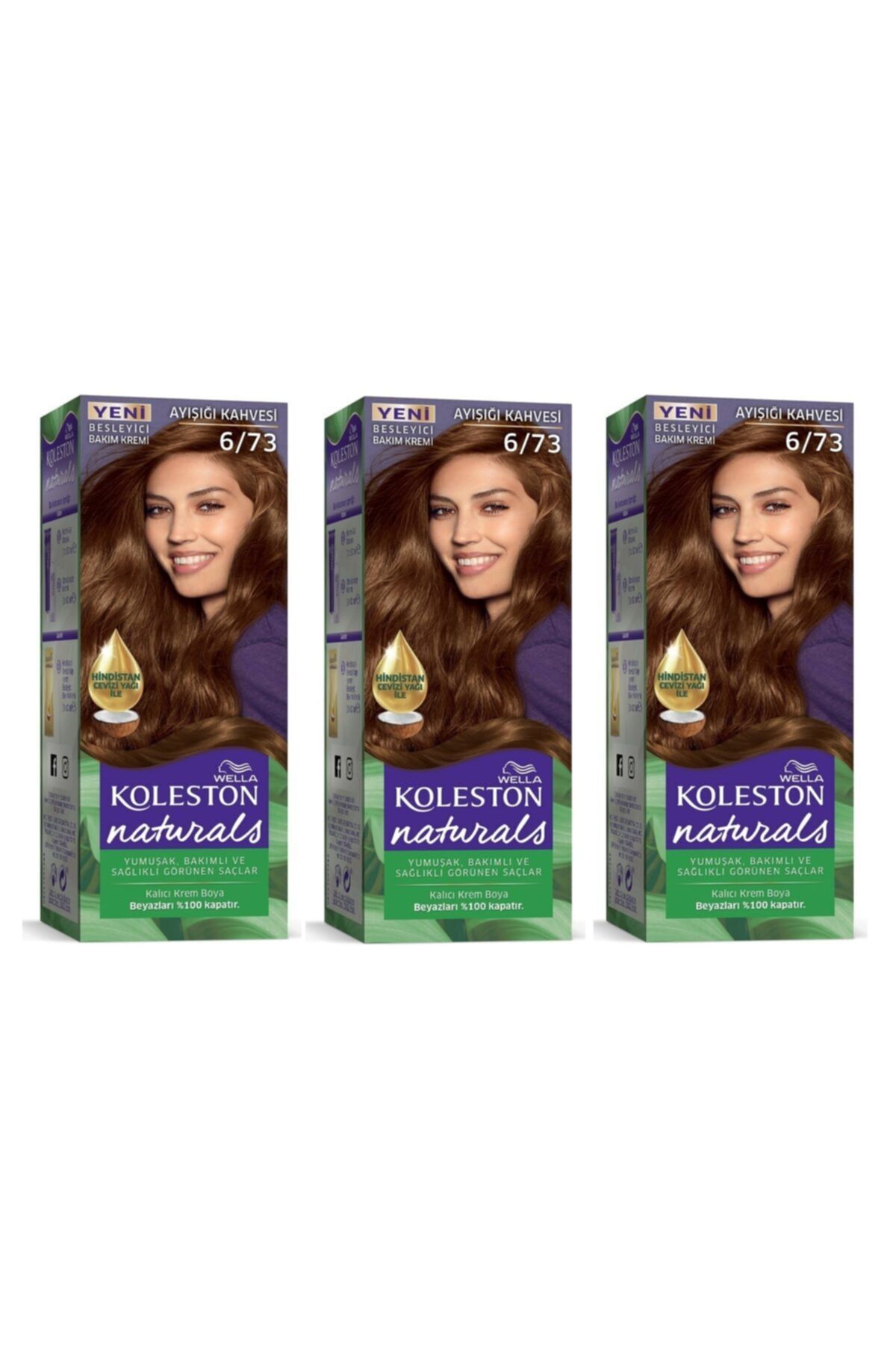 Saç Boyası Ayışığı Kahvesi Naturals 6.73 3 Lü Paket