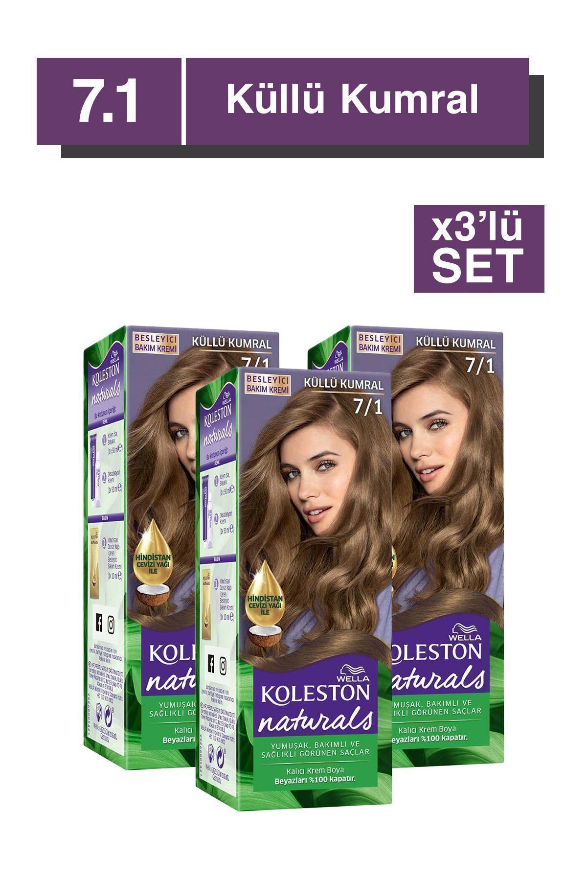 Koleston Naturals Saç Boyası 7/1 Küllü Kumral X3'lü Set