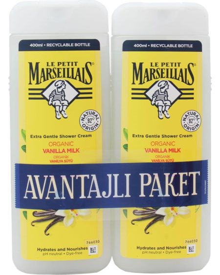 Le Petit Marseillais Ekstra Yumuşak Formüllü Organik Vanilya Sütü Duş Jeli 2 x 400 ml