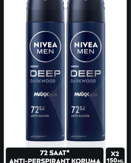 Men Erkek Sprey Deodorant Deep Dimension Aktif Karbon 150ml, 72 Saat Anti-perspirant, X2 Adet