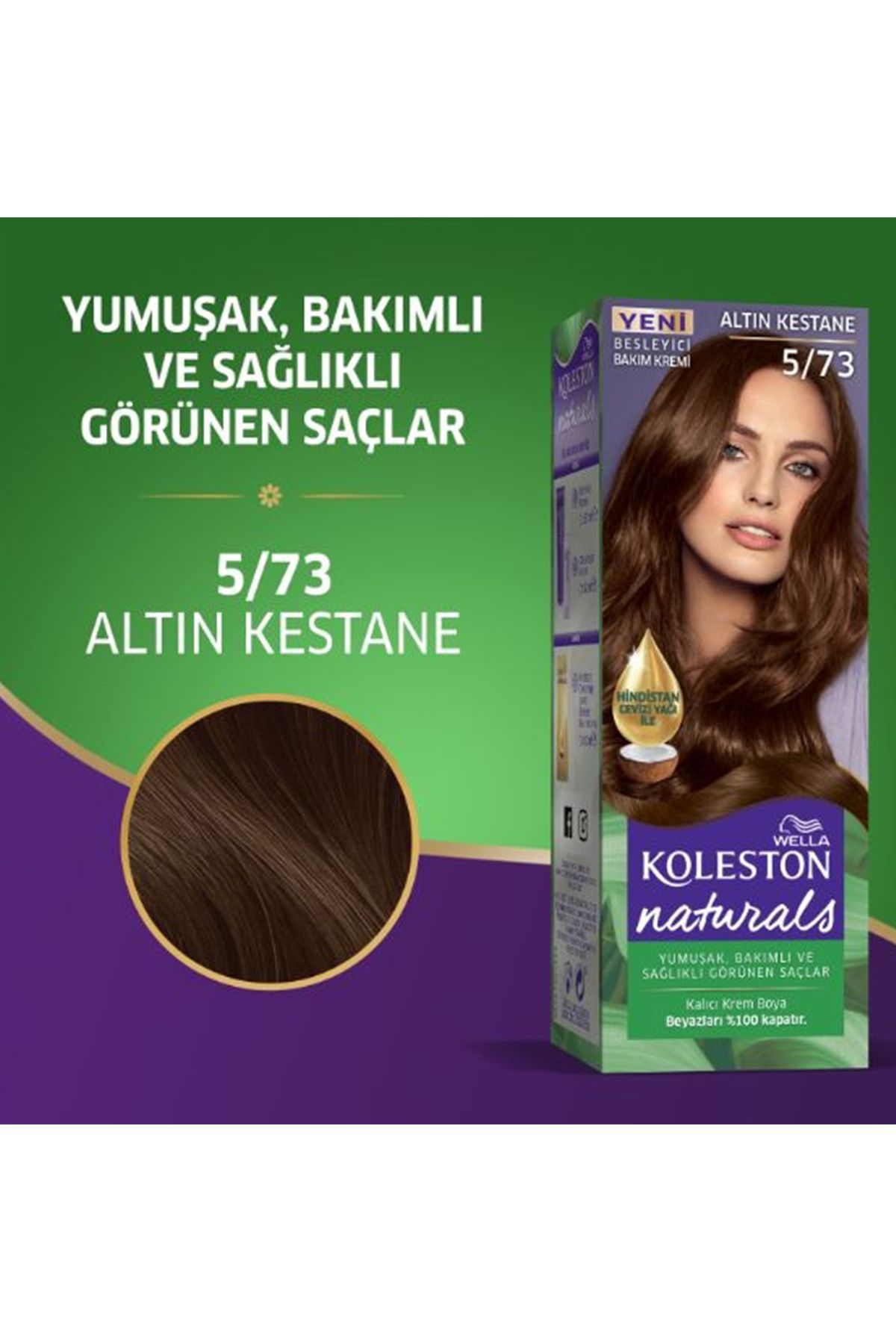 Toptanbulurum Naturals Saç Boyası Altın Kestane 5/73 2x Paket - Görsel 3