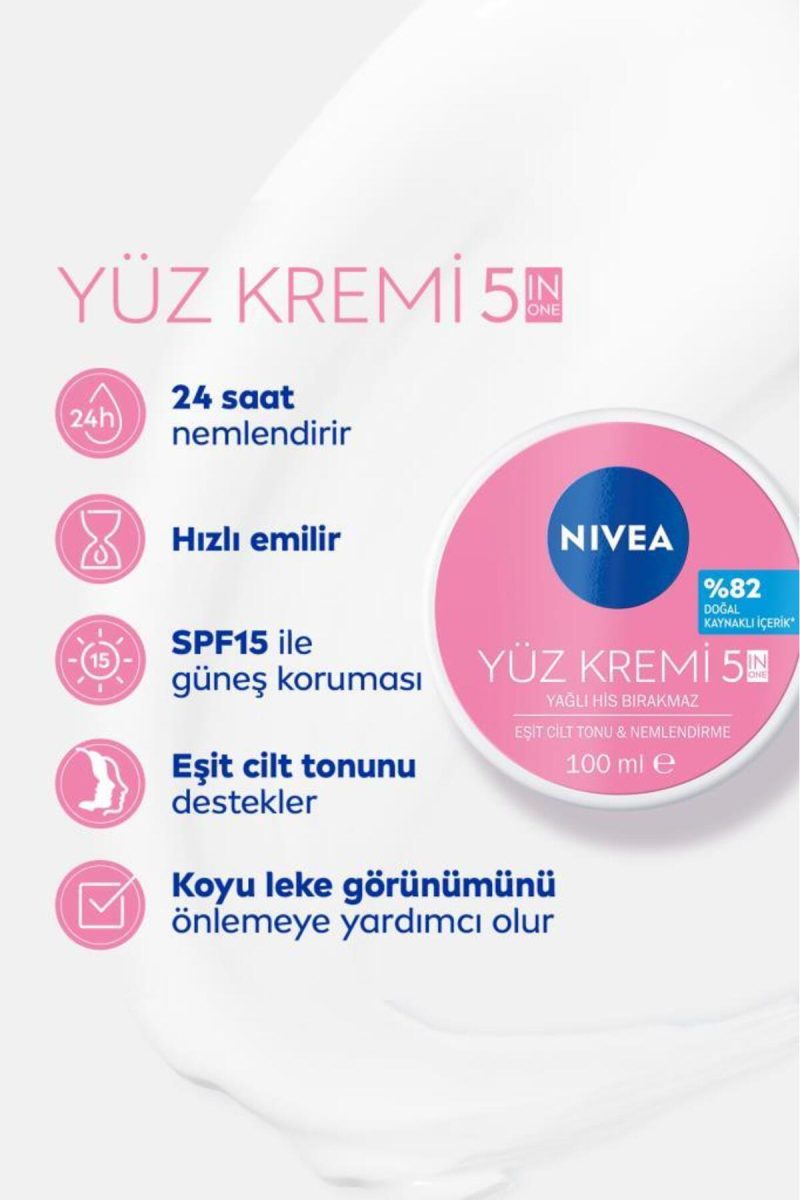 5i1 Arada Cilt Tonu Eşitleyici Yüz Bakım Kremi, Spf 15, 24 Saat Nemlendirici, Leke Oluşumu Önleyici - Görsel 2