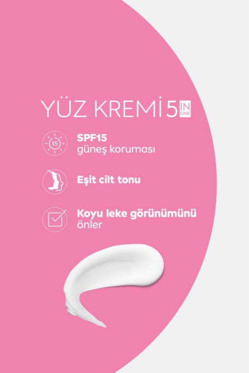 5i1 Arada Cilt Tonu Eşitleyici Yüz Bakım Kremi, Spf 15, 24 Saat Nemlendirici, Leke Oluşumu Önleyici - Görsel 4