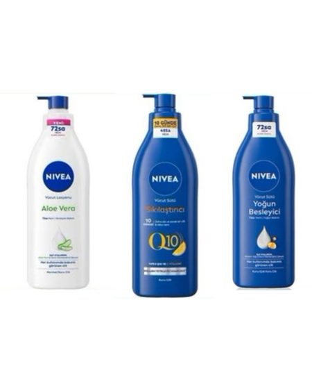 Aloe Vera Vücut Losyonu 400ml & Vücut Sütü Besleyici 400ml & Q10 Sıkılaştırıcı Vücut Sütü 400 ml