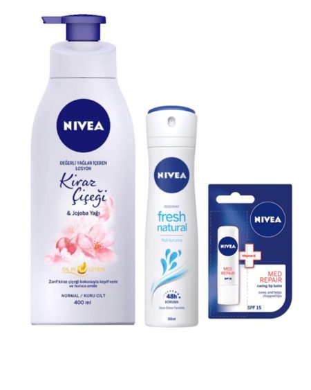 Jojoba Yağı Içeren Vücut Losyonu 400 Ml+fresh Natural Deodorant 150 Ml+med Repair Dudak Kremi Spf 15