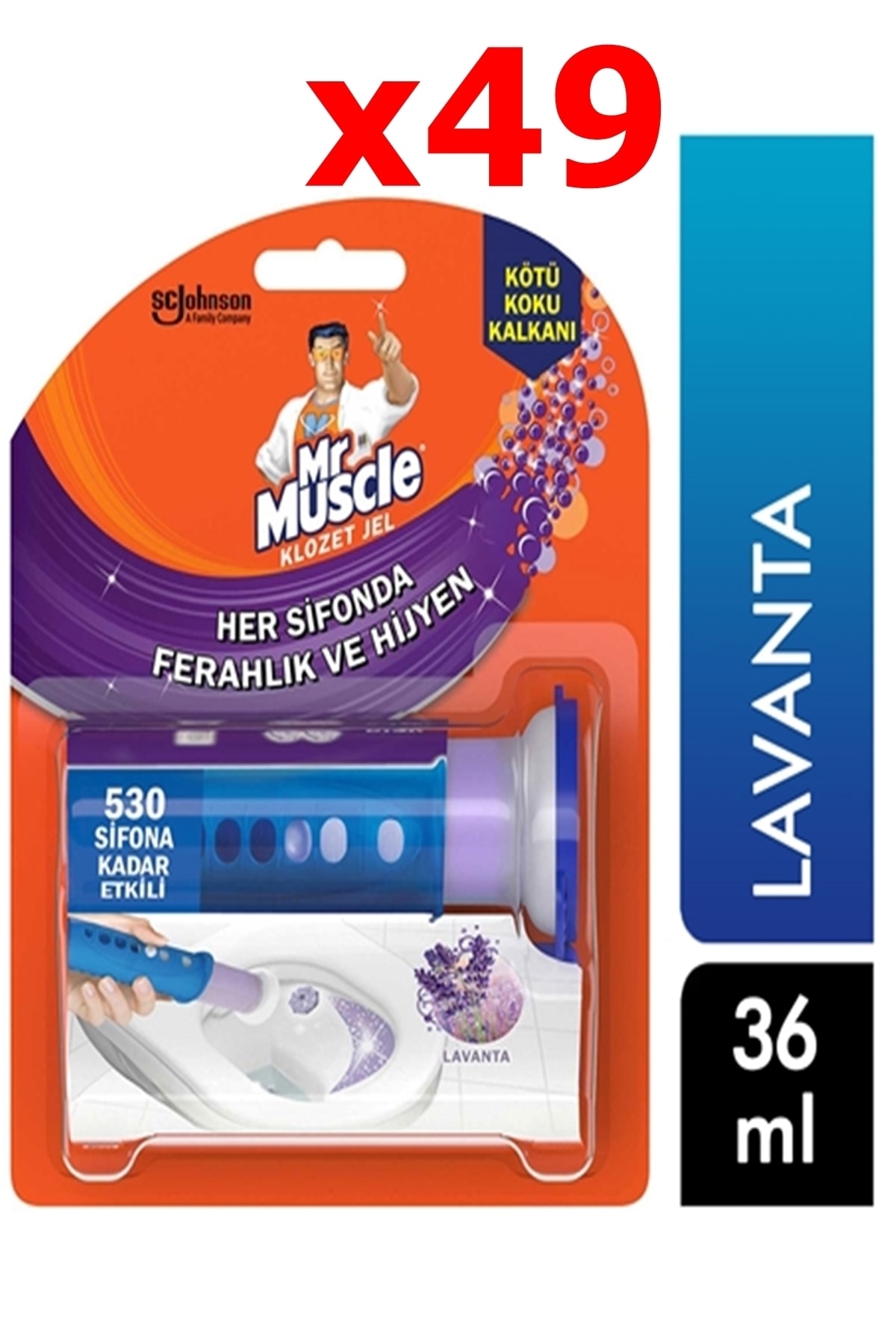 Klozet Jel Blok Tuvalet Temizleyici Lavanta 36g 49 Adet 530 Şifona Kadar Etkili Kötü Koku Kalkanı