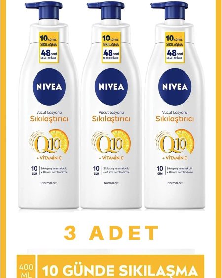Q10 Sıkılaştırıcı Vücut Losyonu Pump 400 ml X3 Adet,10 Günde Sıkılaşmış Ve Esnek Cilt, Avantajlı Boy