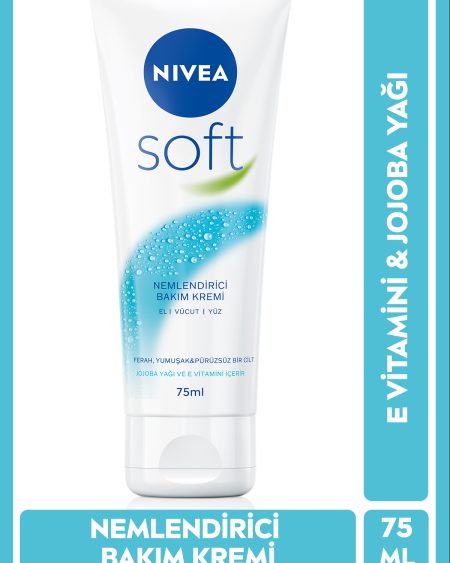 Soft Nemlendirici Bakım Kremi 75ml, Jojoba Yağı, E Vitamini, El Yüz Vücut, Yumuşak Cilt,Canlandırıcı
