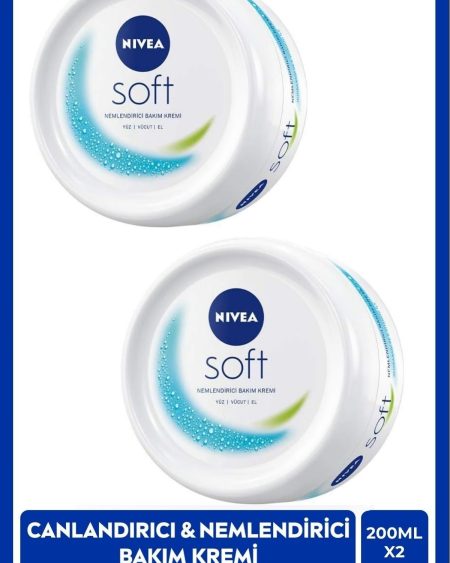 Soft Nemlendirici Vücut Bakım Kremi 200ml, El Yüz Vücut, E Vitamini, Jojoba Yağı, X2 Adet
