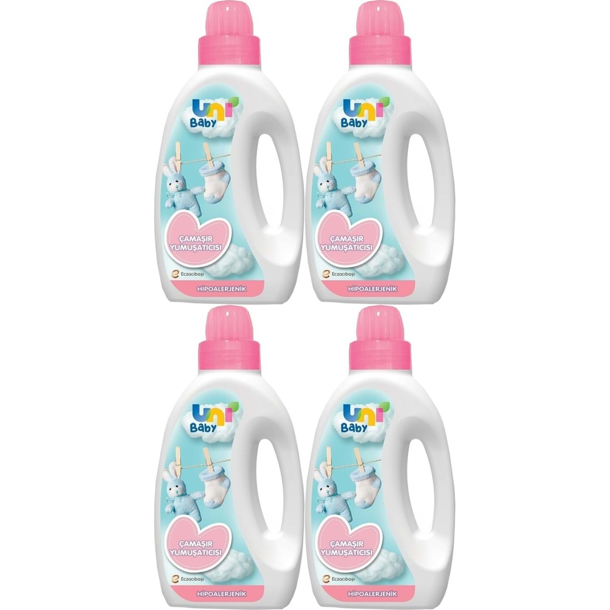 Uni Baby Çamaşır Yumuşatıcı 1500ML Hassas Ciltler Için/hipoalerjenik (Pembe) (4 Lü Set)