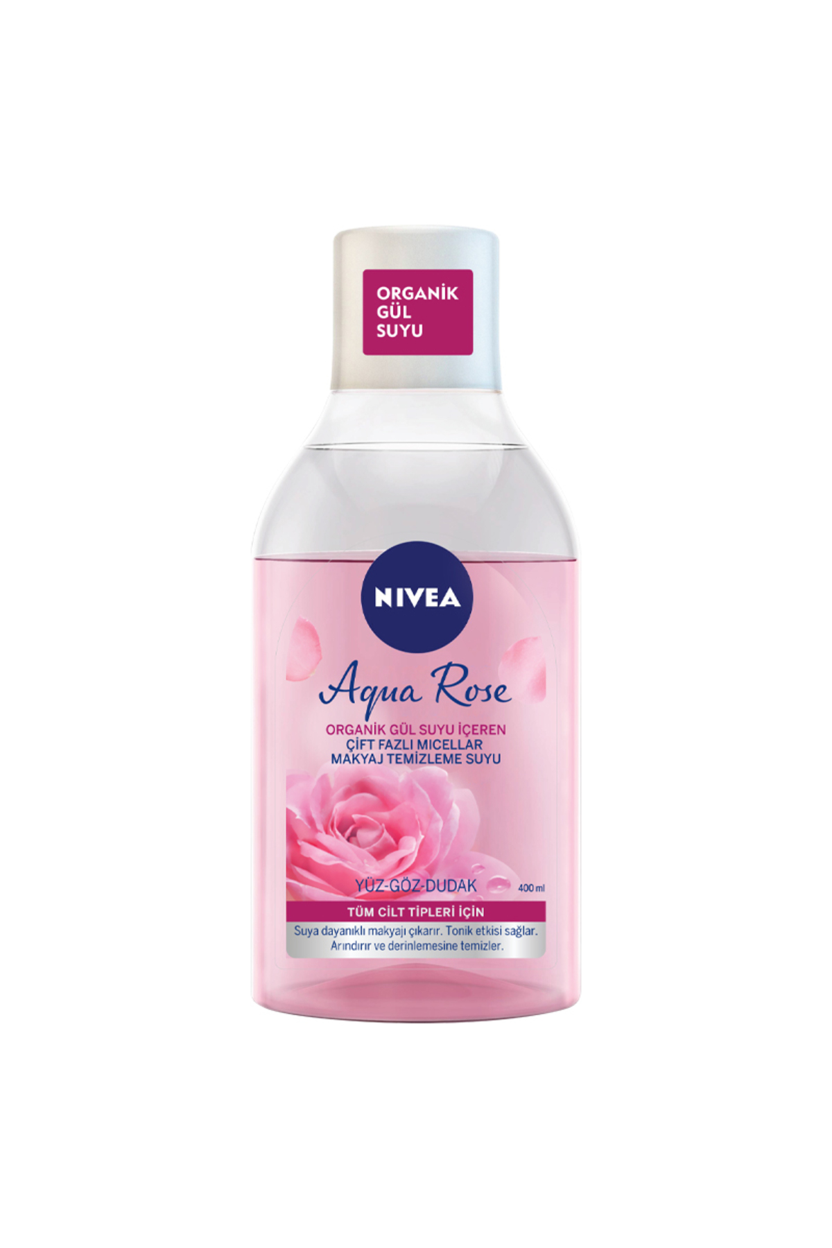 Aqua Rose Micellar Gül Suyu İçeren Çift Fazlı Makyaj Temizleme Suyu 400 ml