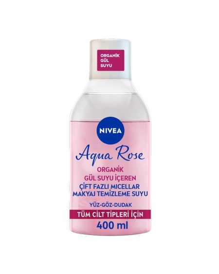 Aqua Rose Micellar Gül Suyu İçeren Çift Fazlı Makyaj Temizleme Suyu 400ml 2 ADET