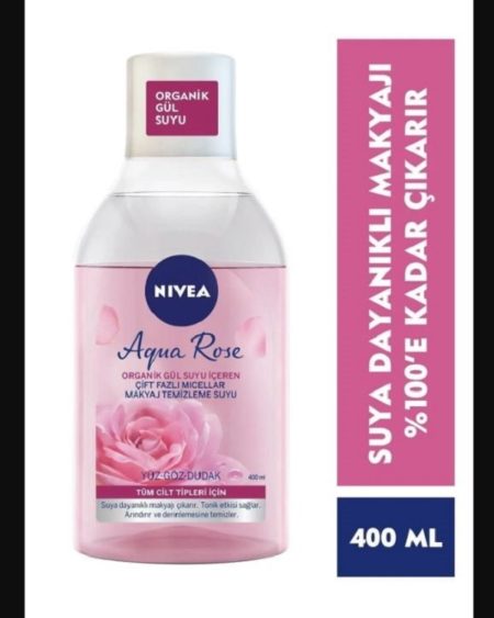 Aqua Rose Micellar Gül Suyu Içeren Çift Fazlı Tonik Etkili Makyaj Temizleme Suyu**400ml.;
