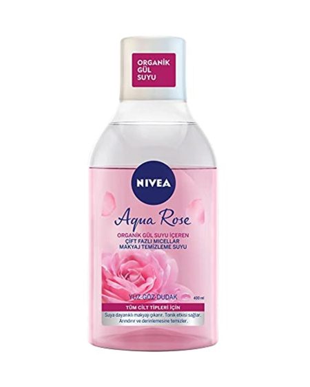 Aqua Rose Organik Gül Suyu Içeren Çift Fazlı Makyaj Temizleme Suyu (400ml),tüm Cilt Tipleri