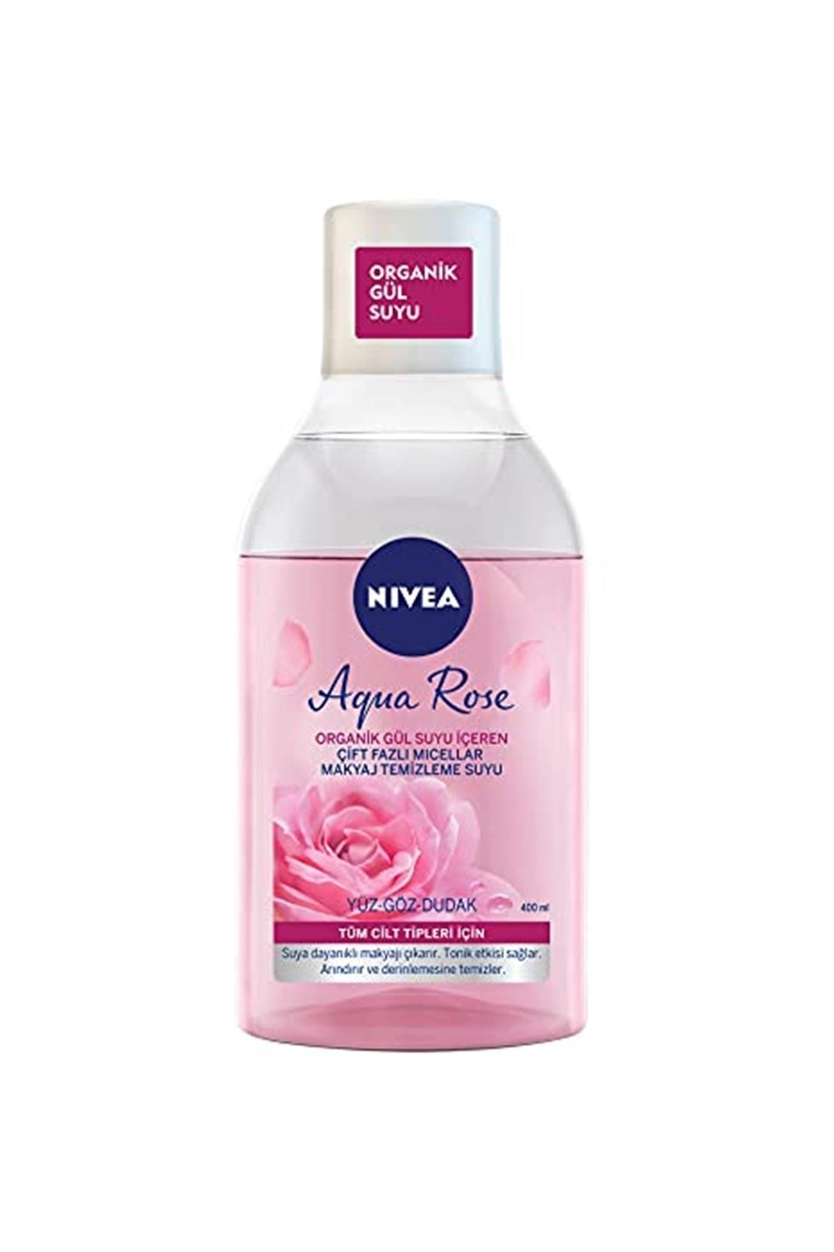 Aqua Rose Organik Gül Suyu Içeren Çift Fazlı Makyaj Temizleme Suyu (400ml),tüm Cilt Tipleri