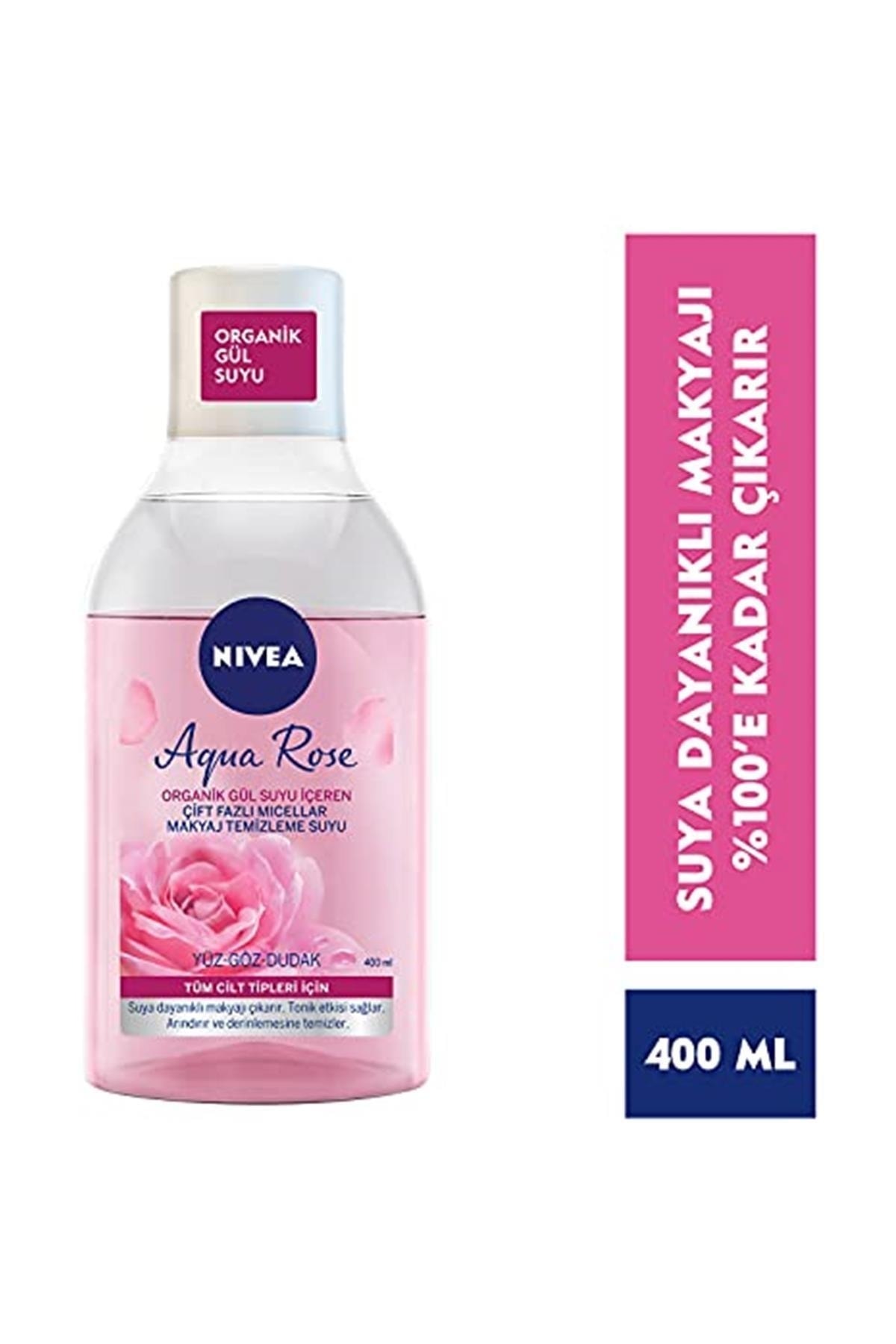 Aqua Rose Organik Gül Suyu Içeren Çift Fazlı Makyaj Temizleme Suyu (400ml),tüm Cilt Tipleri - Görsel 3