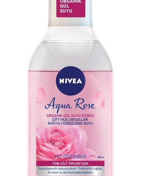 Aqua Rose Organik Gül Suyu Içeren Çift Fazlı Temizleme Suyu 400 Ml x2