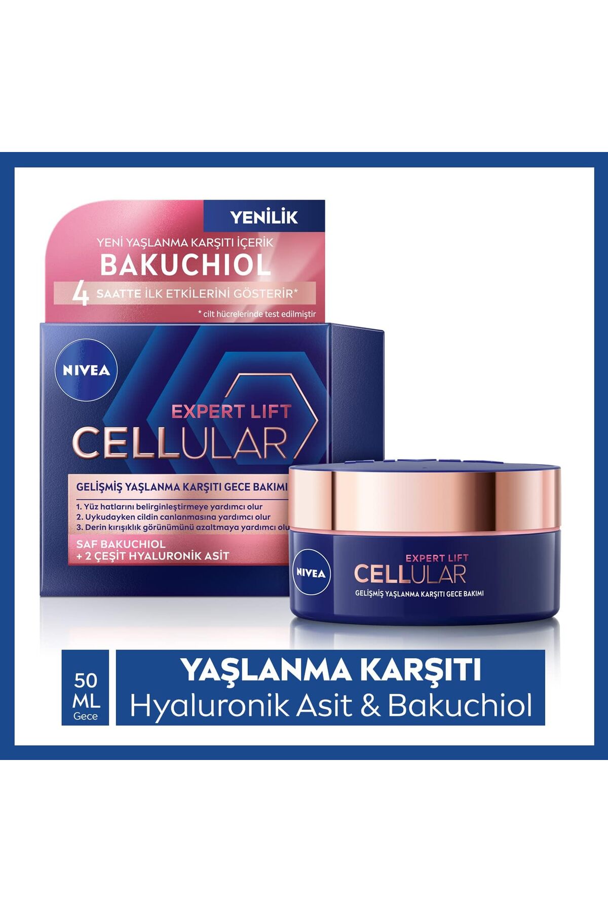 Cellular Expert Lift Gelişmiş Yaşlanma Karşıtı Gece Yüz Kremi 50 Ml, Saf Bakuchiol, Hyaluronik - Görsel 2