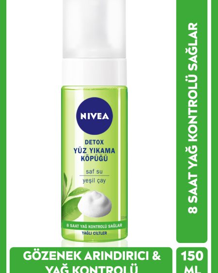 Detox Yüz Yıkama Köpüğü 150ml, Gözenek Arındırıcı, Yeşil Çay, 8 Saat Yağ Kontrolü, Yağlı Ciltler