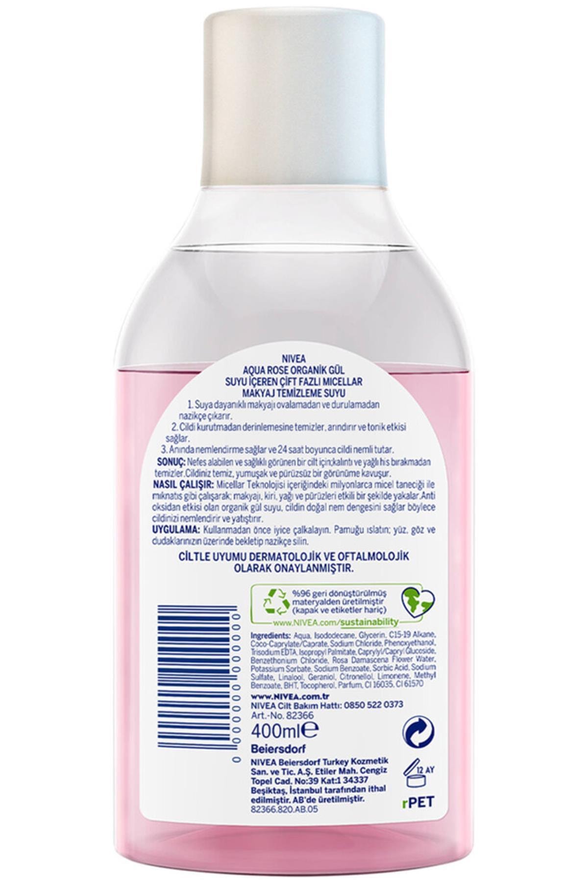 Gül Suyu Içeren Çift Fazlı Makyaj Temizleme Suyu 400ml - Görsel 2