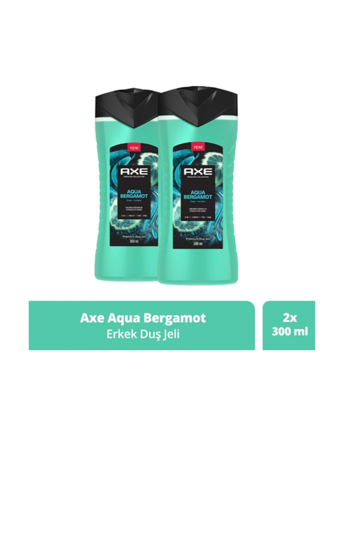 Premium Collection Duş Jeli Aqua Bergamot 3 In 1 Vücut Saç Yüz 300 ml X2