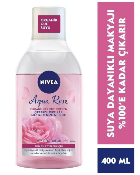 Ruya Aqua Rose Micellar Gül Suyu Içeren Çift Fazlı Makyaj Temizleme Suyu_400 Ml,