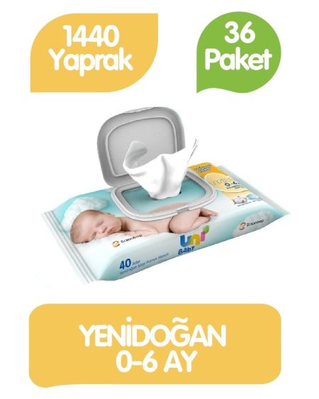 Uni Baby Islak Mendil Yenidoğan 36'lı 40 x 36 1440 Yaprak