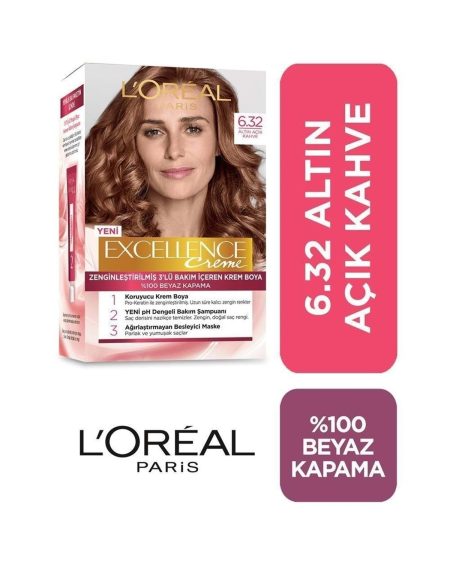 Loreal Excellence 6.32 Altın Açık Kahve Saç Boyası